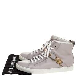 Versace Lilac Leather Medusa Embellished High Top Lace Up Sneakers Size 40