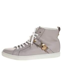 Versace Lilac Leather Medusa Embellished High Top Lace Up Sneakers Size 40