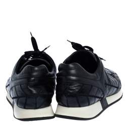 Versace Black Lizard, Ostrich And Croc Medusa Logo Low Top Sneakers Size 44