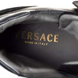 Versace Black Leather And Suede Medusa Strap High Top Sneakers Size 41