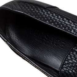 Versace Black Woven Leather Slip On Loafers Size 40