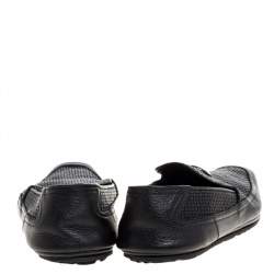 Versace Black Woven Leather Slip On Loafers Size 40