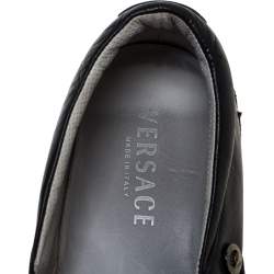 Versace Black Baroque Embroidered Leather Slip On Sneakers Size 41
