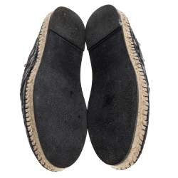 Pre Owned Versace Navy Blue Tribal Print Satin Espadrille Flats Size 42