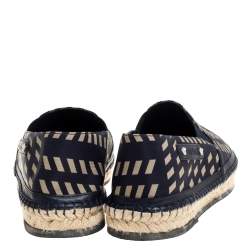 Pre Owned Versace Navy Blue Tribal Print Satin Espadrille Flats Size 42