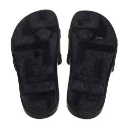 Pre Owned Versace Black Rubber Medusa Head Flat Slides Size 41