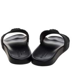 Pre Owned Versace Black Rubber Medusa Head Flat Slides Size 41