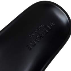 Pre Owned Versace Black Rubber Medusa Head Flat Slides Size 41