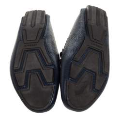 Versace Navy Blue Leather Slip On Loafers Size 40