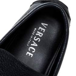 Versace Navy Blue Leather Slip On Loafers Size 40