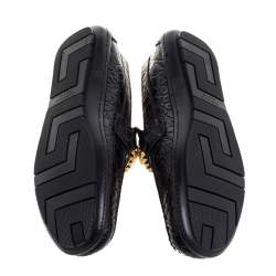 مملوكة مسبقًا Versace Black Croc Embossed Leather Medusa Loafers Size 45