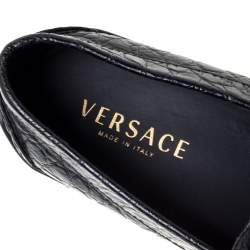 مملوكة مسبقًا Versace Black Croc Embossed Leather Medusa Loafers Size 45