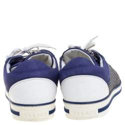 Versace Blue Suede Studded Medusa Low Top Sneakers Size 44.5