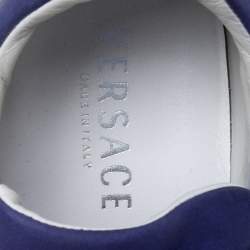 Versace Blue Suede Studded Medusa Low Top Sneakers Size 44.5