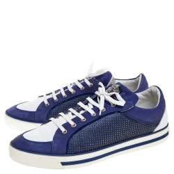 Versace Blue Suede Studded Medusa Low Top Sneakers Size 44.5