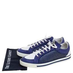 Versace Blue Suede Studded Medusa Low Top Sneakers Size 44.5