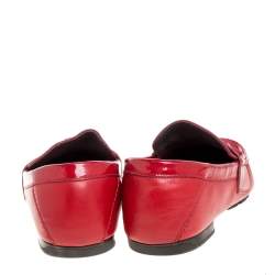 Versace Red Leather and Suede Medusa Detail Slip On Loafers Size 45
