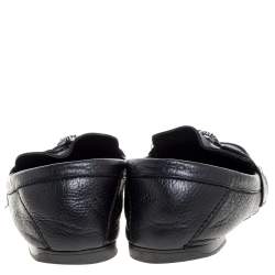 Pre Owned Versace Black Leather Medusa Loafers Size 44