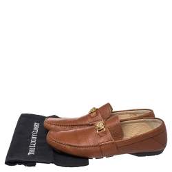 Pre Owned حذاء لوفرز فيرساتشي سليب أون تفاصيل مادوسا جلد بني مقاس 46