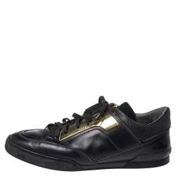 Pre Owned Versace Black Leather Medusa Low Top Sneakers Size 43
