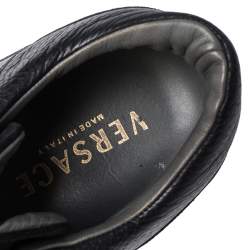 Pre Owned Versace Black Leather Medusa Low Top Sneakers Size 43