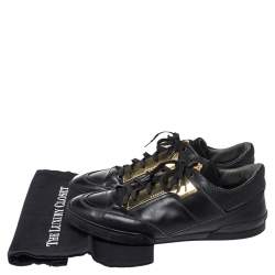 Pre Owned Versace Black Leather Medusa Low Top Sneakers Size 43