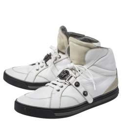 Versace White Leather Medusa High Top Sneakers Size 45