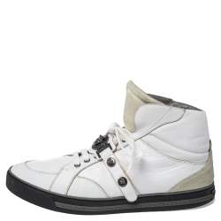 Versace White Leather Medusa High Top Sneakers Size 45