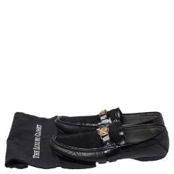 Versace Black Leather And Suede Medusa Loafers Size 44