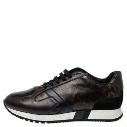 Versace Multicolor Leopard Printed Coated Canvas and Leather Medusa Trainer Sneakers Size 42