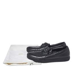 Versace Black Leather Medusa Slip-On Low Top Sneakers Size 40