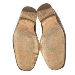 Pre Owned حذاء لوفرز فيرساتشى تفاصيل سلسلة مادوسا جلد نعام بنى مقاس 44