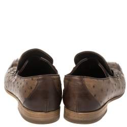 Pre Owned حذاء لوفرز فيرساتشى تفاصيل سلسلة مادوسا جلد نعام بنى مقاس 44