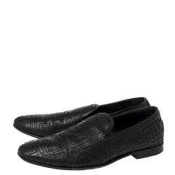 Versace Black Leather Smoking Slippers Size 42