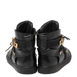 Versace Black Leather Medusa High-Top Sneakers Size 45.5