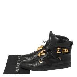 Versace Black Leather Medusa High-Top Sneakers Size 45.5