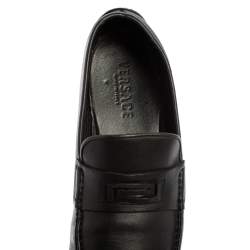 Versace Black Leather Slip On Loafers Size 44