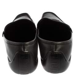 Versace Black Leather Slip On Loafers Size 44