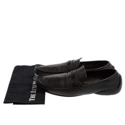 Versace Black Leather Slip On Loafers Size 44