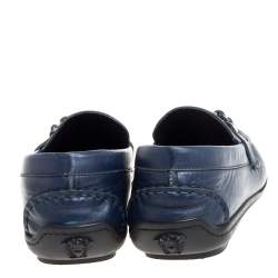 Versace Blue Leather Medusa Slip On  Loafers Size 46