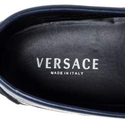 Versace Blue Leather Medusa Slip On  Loafers Size 46
