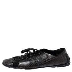 Versace Dark Brown/Black Python and Suede Low Top Sneakers Size 44