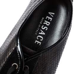 Versace Dark Brown/Black Python and Suede Low Top Sneakers Size 44