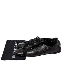 Versace Dark Brown/Black Python and Suede Low Top Sneakers Size 44