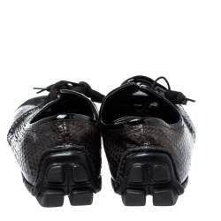 Versace Dark Brown/Black Python and Suede Low Top Sneakers Size 44