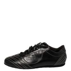 Versace Black Leather Low Top Sneakers Size 40