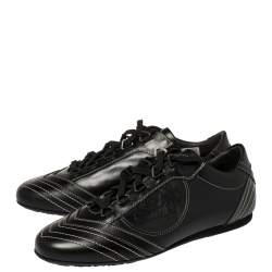 Versace Black Leather Low Top Sneakers Size 40