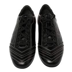 Versace Black Leather Low Top Sneakers Size 40
