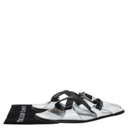 Versace White Leather Crossover Slide Sandals Size 43