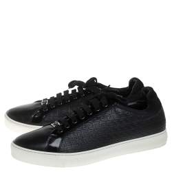 Versace Black Leather Low Top Sneakers Size 44